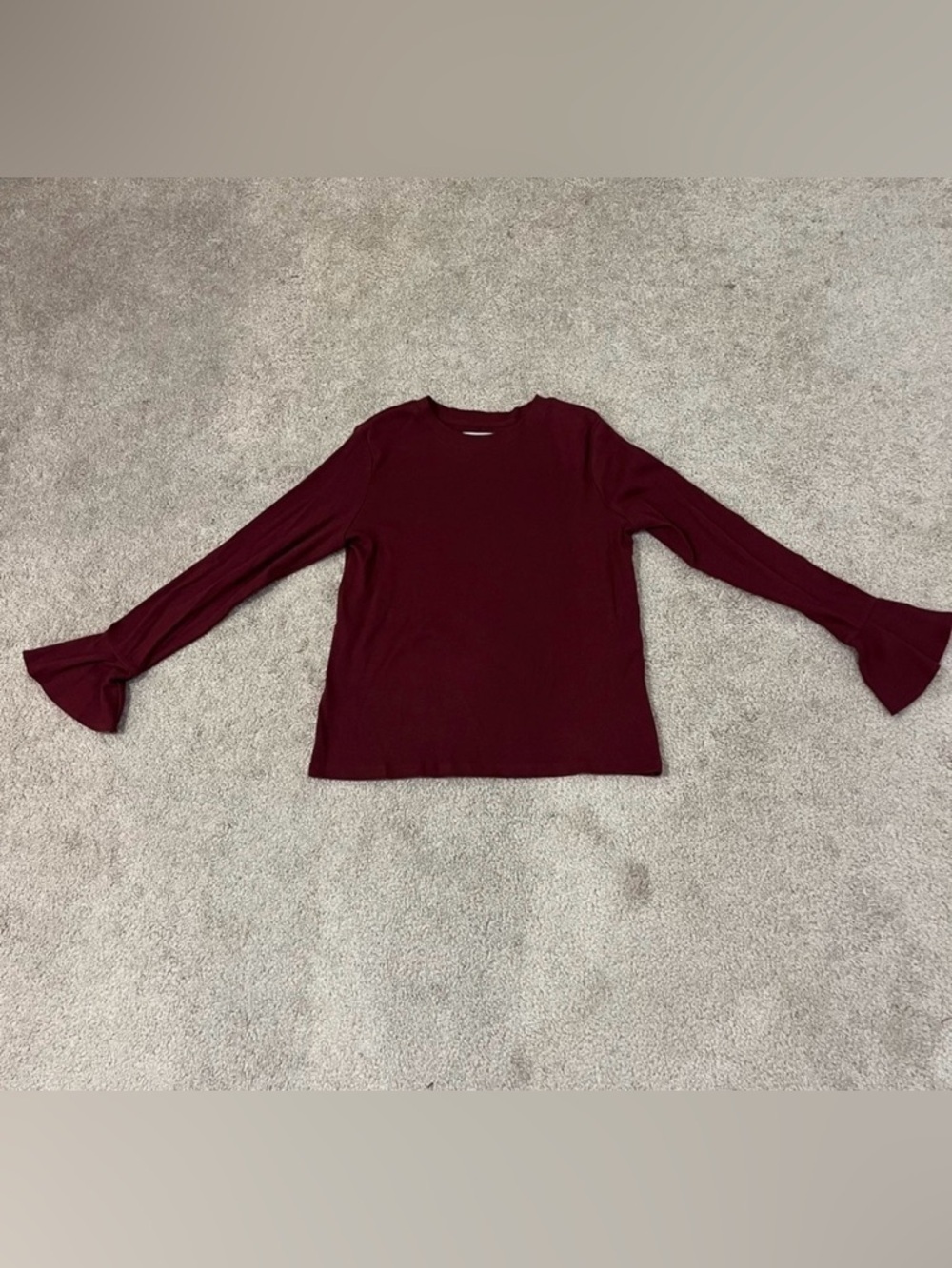 Free Assembly Ribbed Top with Bell Sleeves